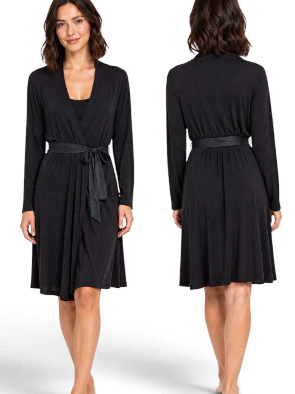 Midnight by Carole Hochman black wrap robe in size XS